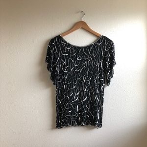 90s Eggplant Beaded Silk Blouse (S) main image 1